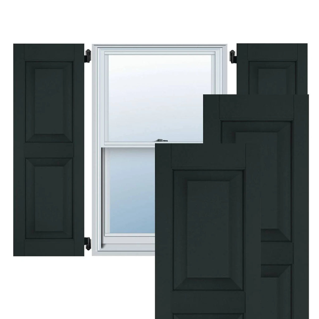 Dark Green Real Wood Pine Raised Panel Shutters Pair U254