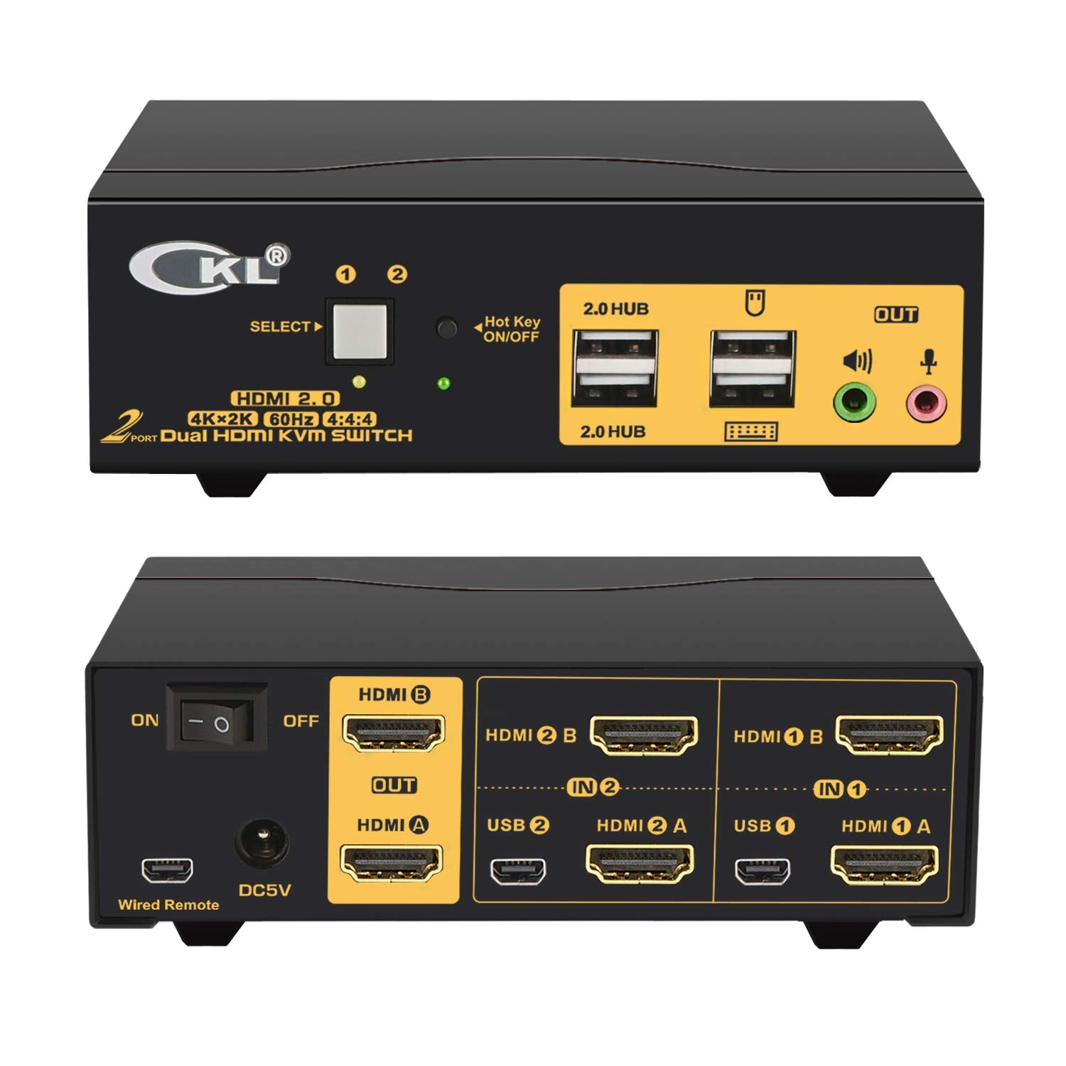 2 Port KVM Switch Dual Monitor HDMI 4K 60Hz with Cables Q262