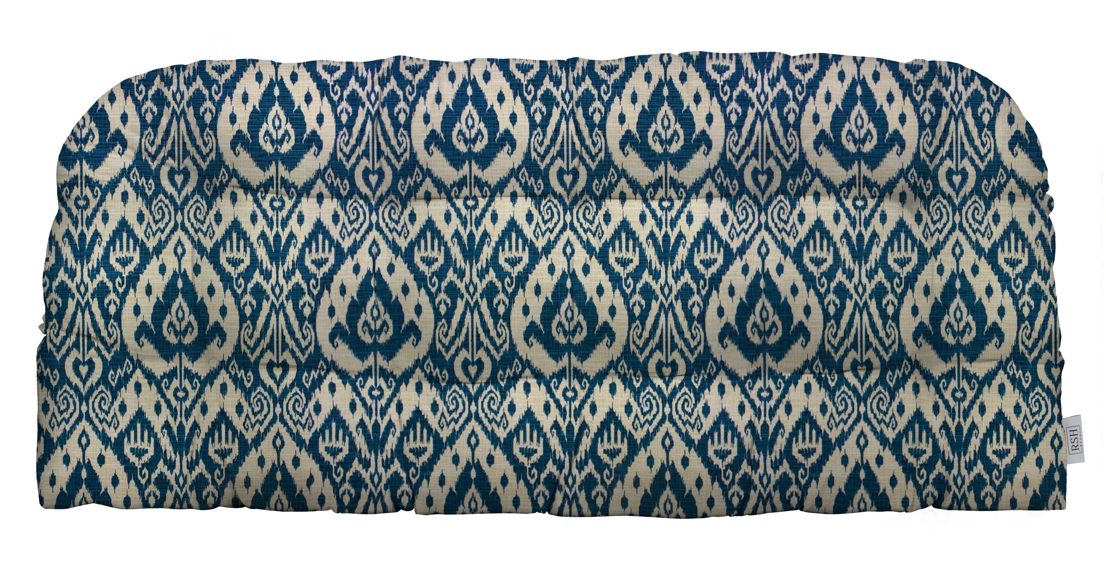 Marine Blue Tufted Wicker Loveseat Cushion D571833