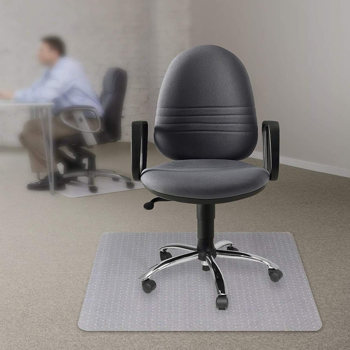 Transparent Office Chair Mat for Carpets with Studs (36 X 48 Rectangle) O47533