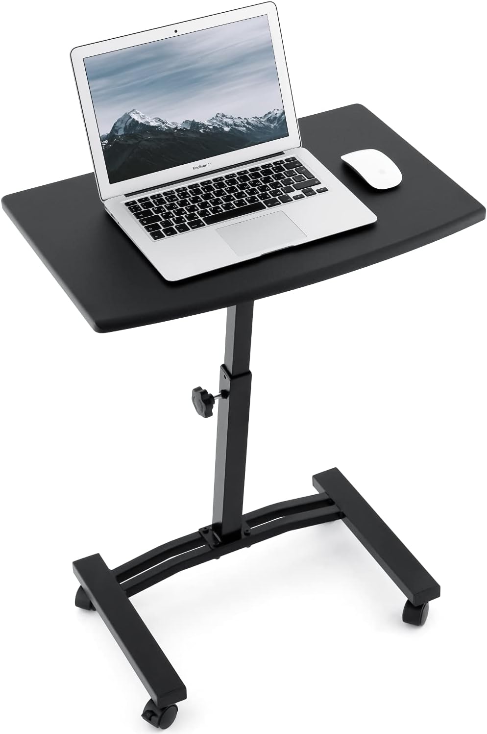 White Height Adjustable Portable Laptop Desk Cart with Wheels D5116