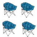 Blue/Black 4 Pack Folding Padded Outdoor Club Chair with Carry Bag Y950