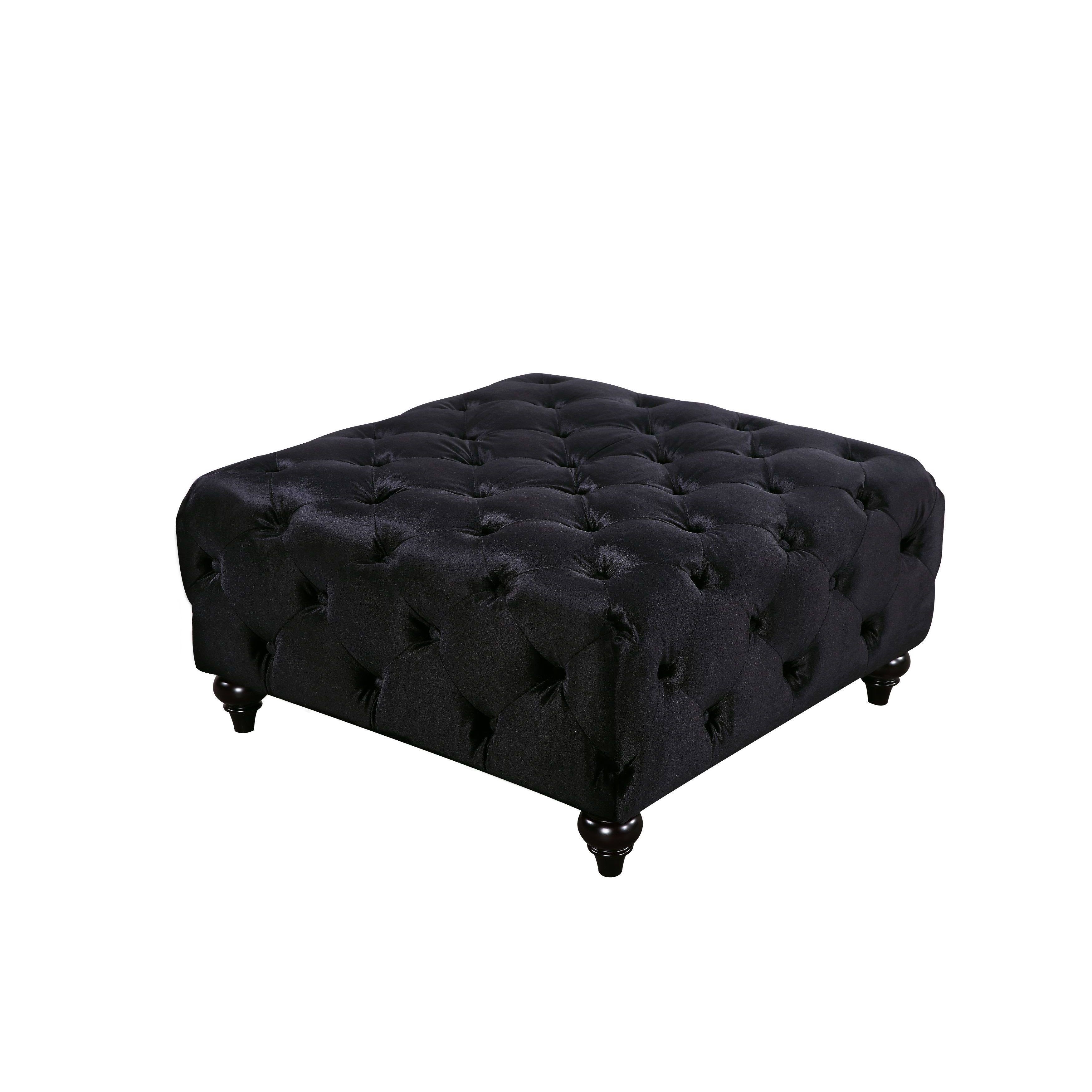 Black Velvet Ottoman H80239