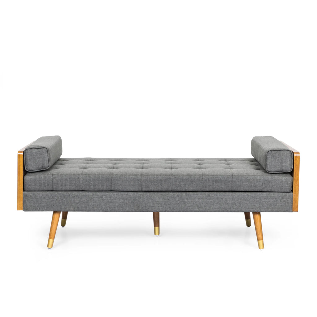 Gray Tufted Double End Chaise Lounge with Bolster Pillows E713331
