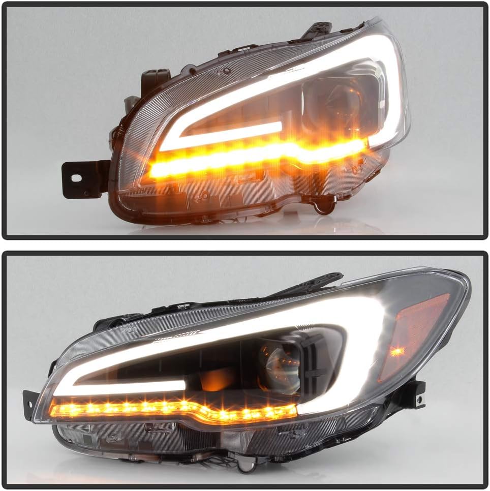 Black Housing Smoked Lens LED Tube Sequential Projector Headlights F7222