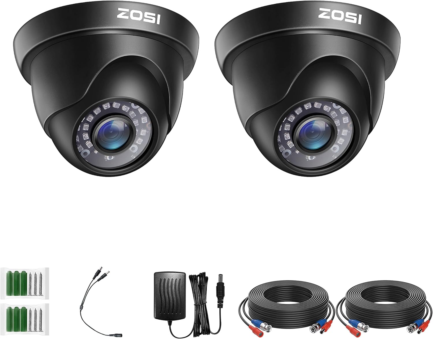 4 Pack 2MP 1080p HD-TVI Black Dome Security Camera with 80ft Night Vision C706832