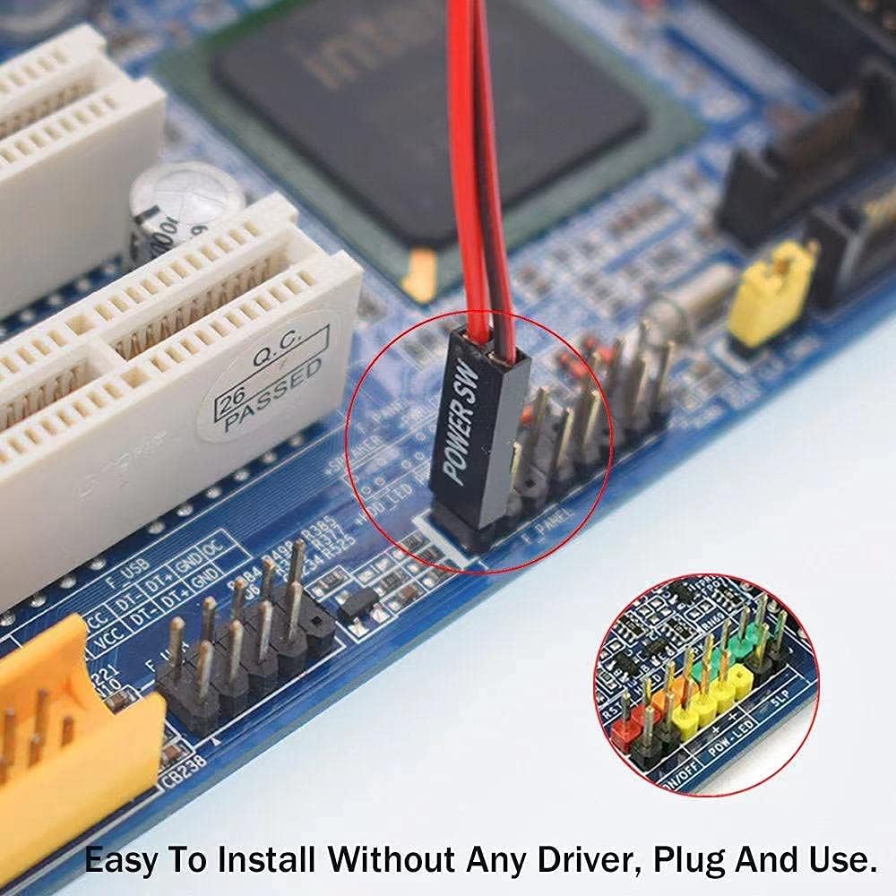 2pcs 55CM 2 Pin PC Power Cable Push Button ATX Computer Switch Wire Restart Switch T2130