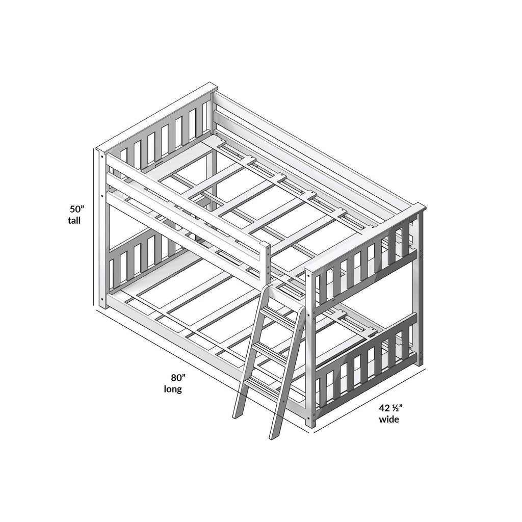 Twin Over Twin Low Bunk Bed, Natural I23336