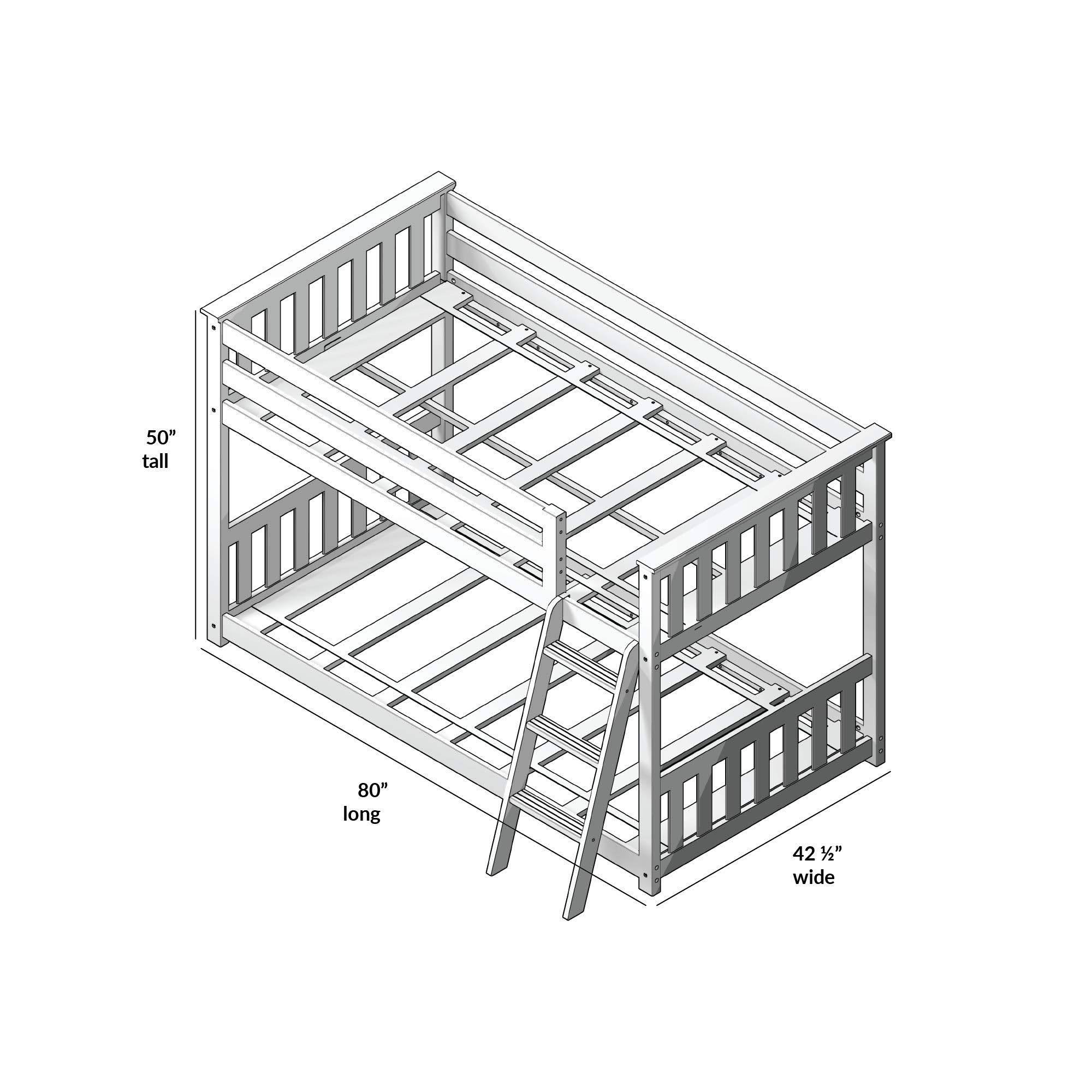 Twin Over Twin Low Bunk Bed, Natural I23336