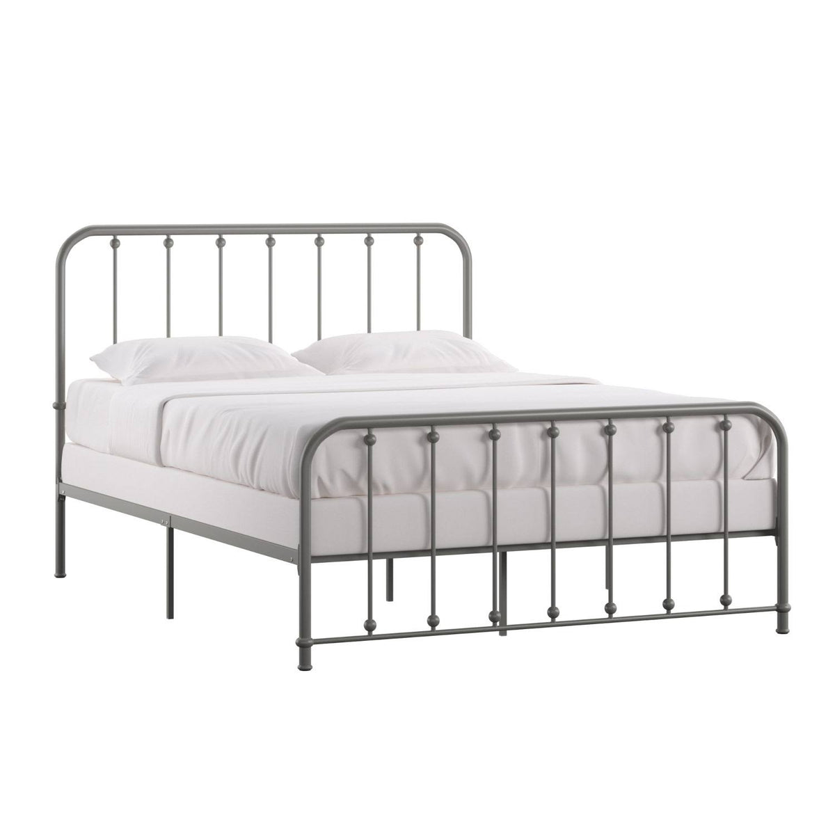 Queen Metal Spindle Bed with Headboard in Grey Z97017