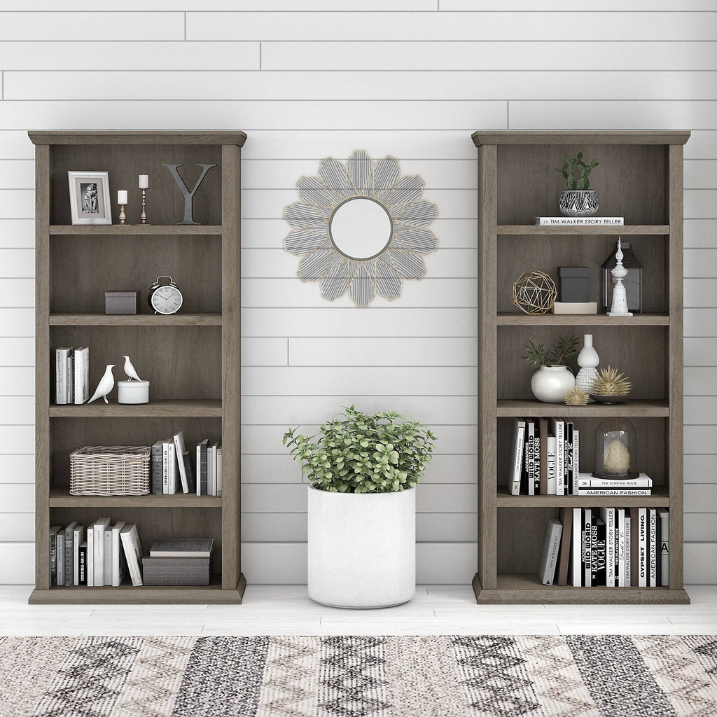5 Shelf Bookcase Set of 2, Restored Gray G6256