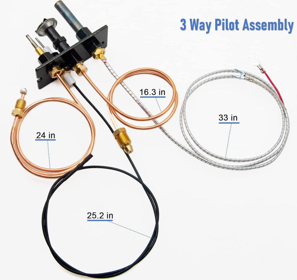 Propane and Natural Gas 3 Way Pilot Assembly for Fireplace and Stoves Y40830