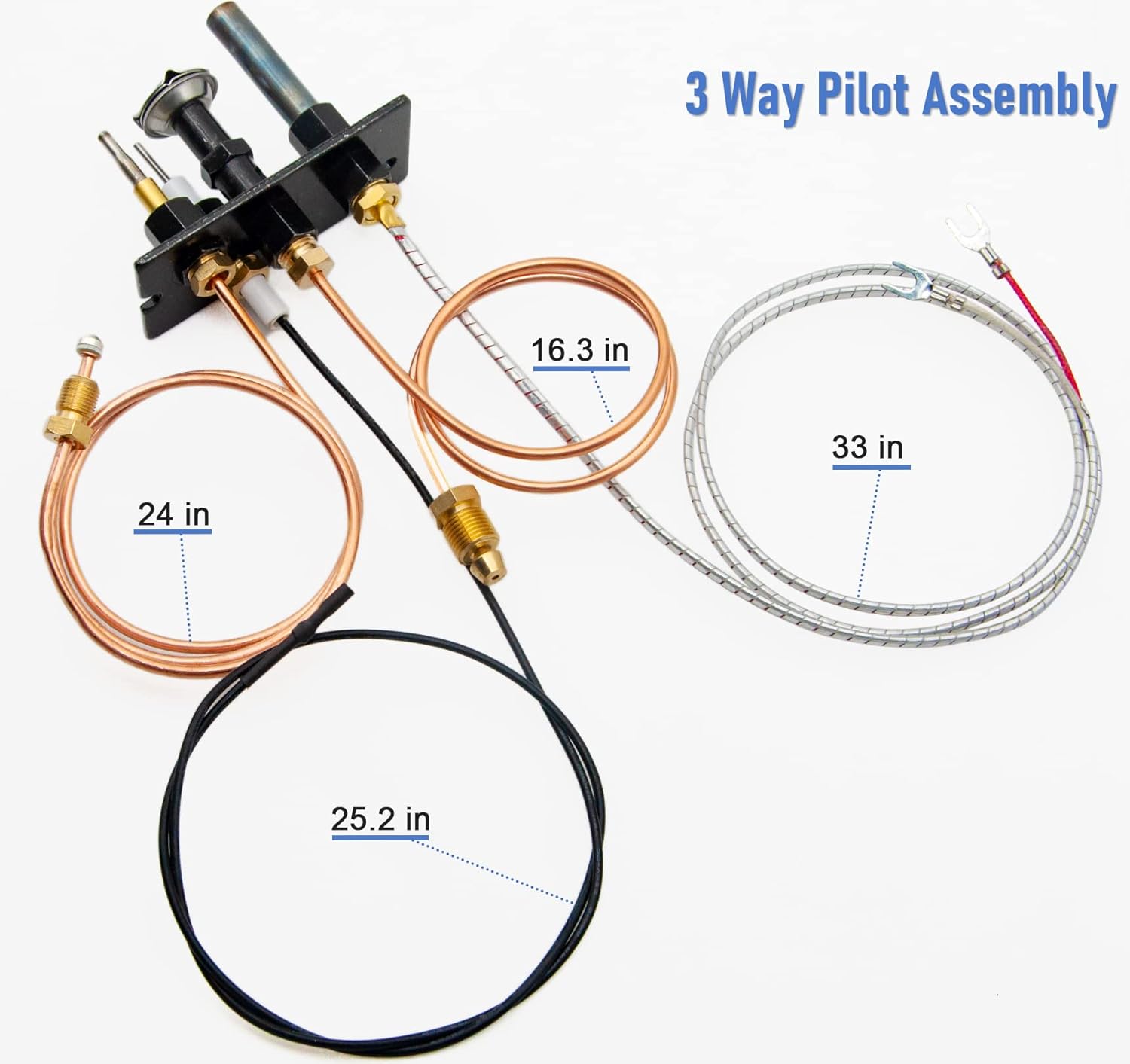 Propane and Natural Gas 3 Way Pilot Assembly for Fireplace and Stoves Y40830
