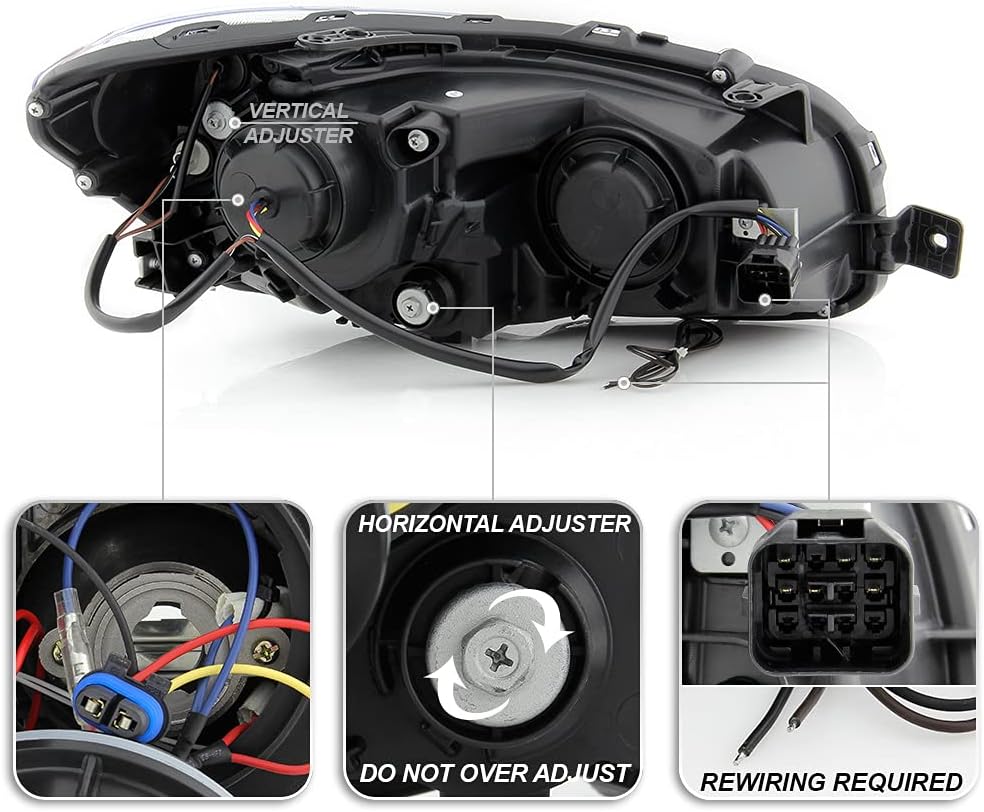 Black Housing Smoked Lens LED Tube Sequential Projector Headlights F7222
