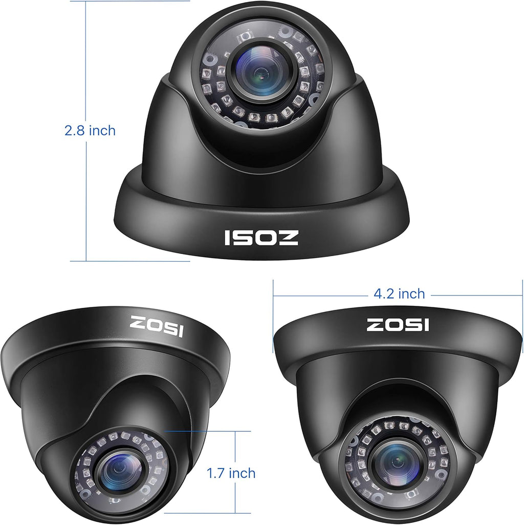 4 Pack 2MP 1080p HD-TVI Black Dome Security Camera with 80ft Night Vision C706832