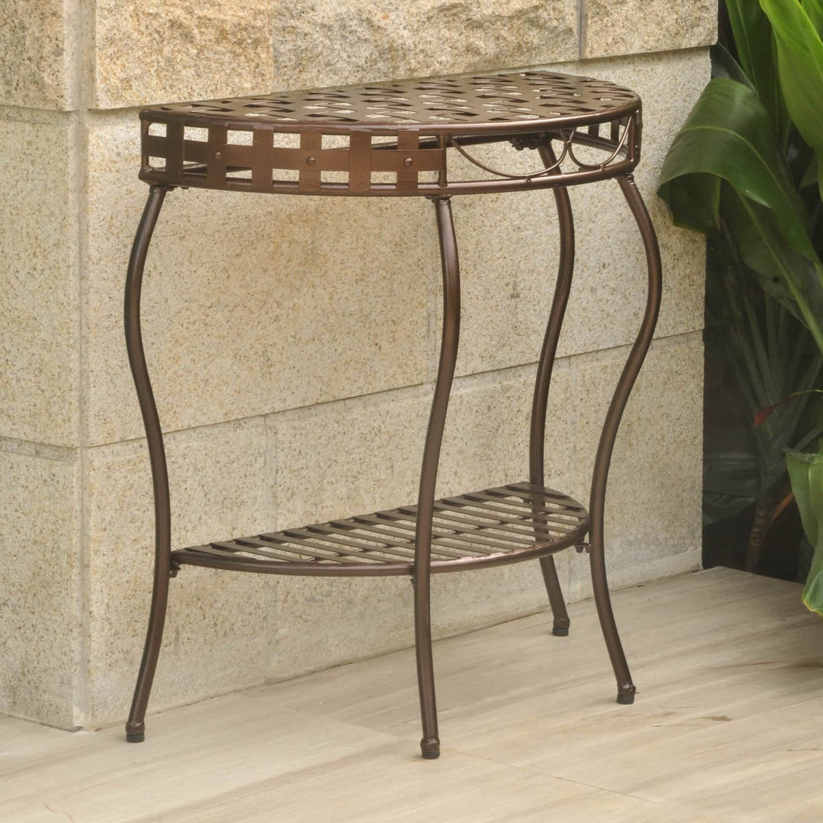 Antique Black 2-Tier Half Moon Table A168174