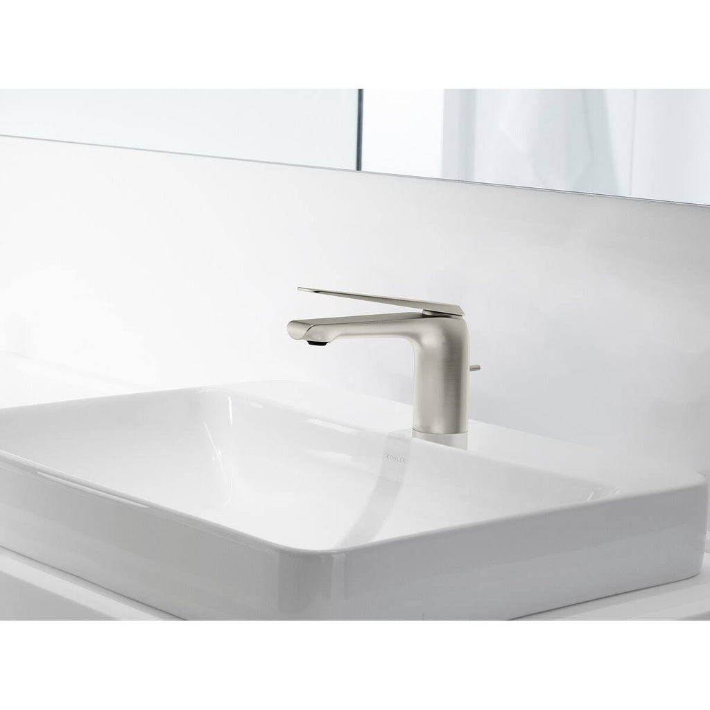 Bathroom Sink Spout with Tube Design Vibrant Titanium/Rose Gold O60309