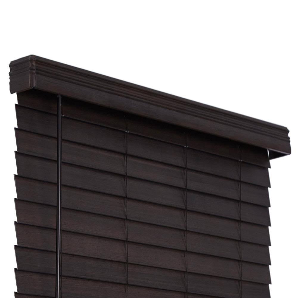 Cordless Walnut Faux Wood Room Darkening Horizontal Blinds P146