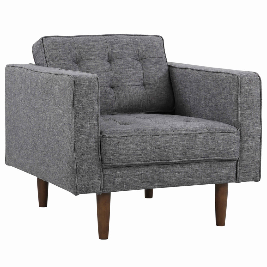 Gray Fabric Button Tufted Back Chair with Track Arms Y776106