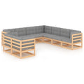 9 Piece Patio Lounge Set with Gray Cushion Pinewood Sectional Outdoor Furniture Set A30570