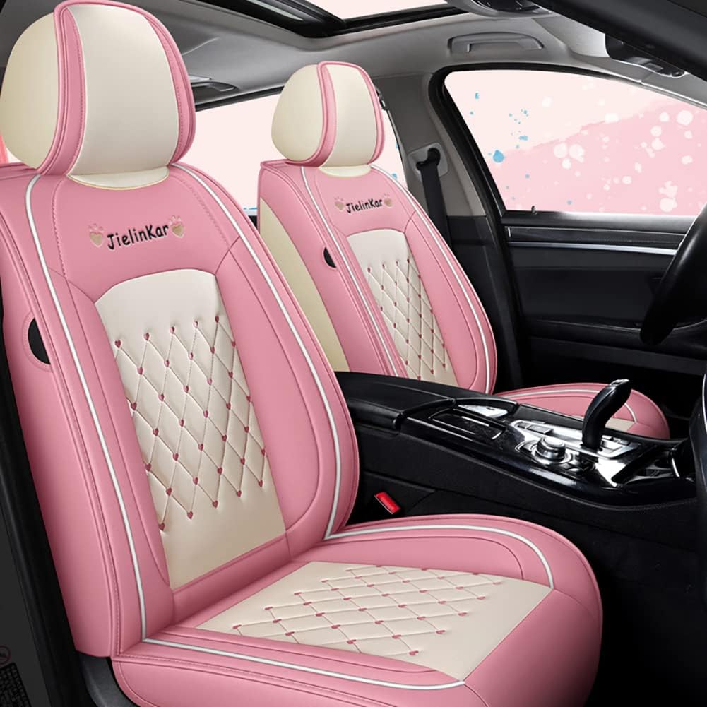 Green-White Waterproof PU Leather Car Seat Covers Full Set E8132
