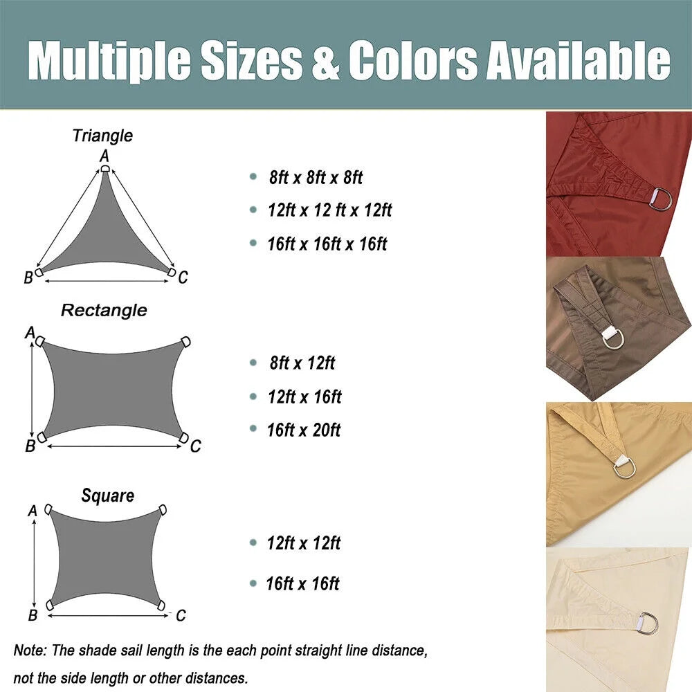 Cream Waterproof Triangle Shade Sail D417