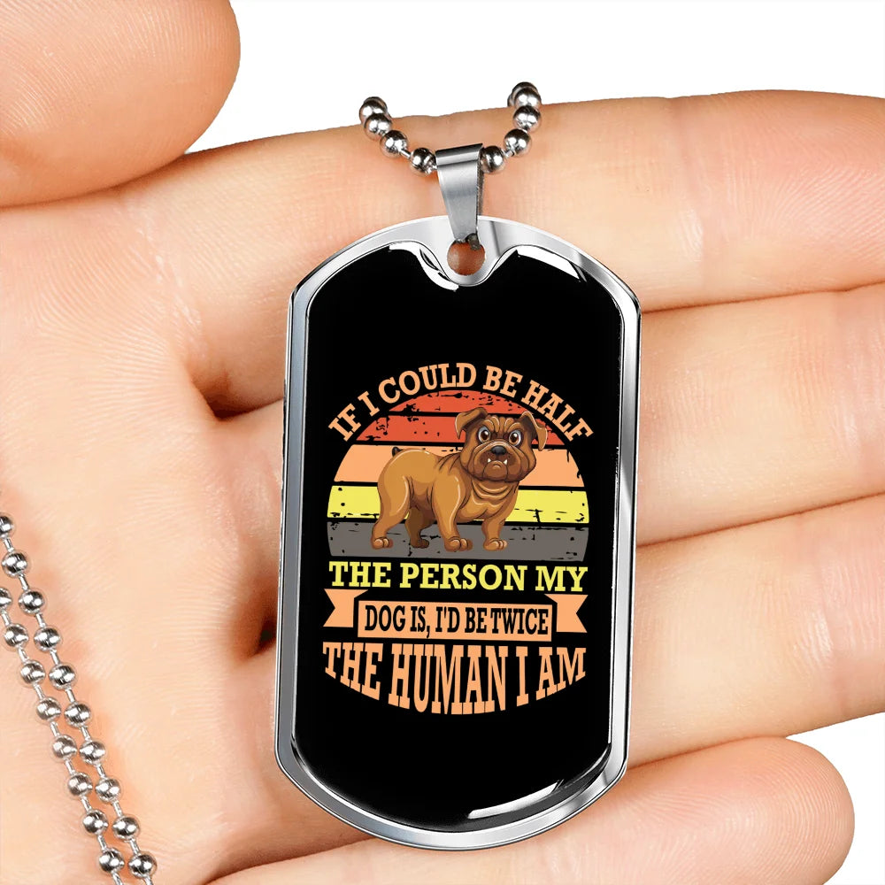 Peach Stainless Steel Dog Tag Necklace 24" Chain V207