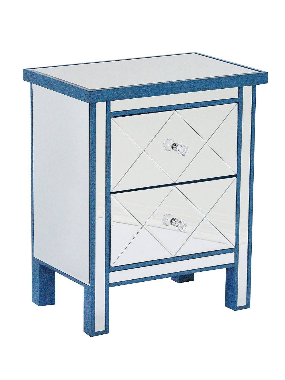 Silver Wood Accent Cabinet with 2 Beveled Glass Drawers H2852