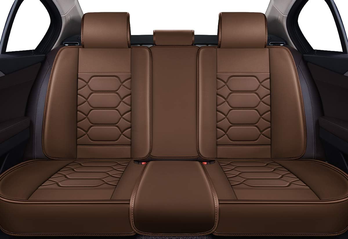 Leather Car Seat Covers, Faux Leatherette Universal Fit Set (Front Pair, Black&Orange) V896