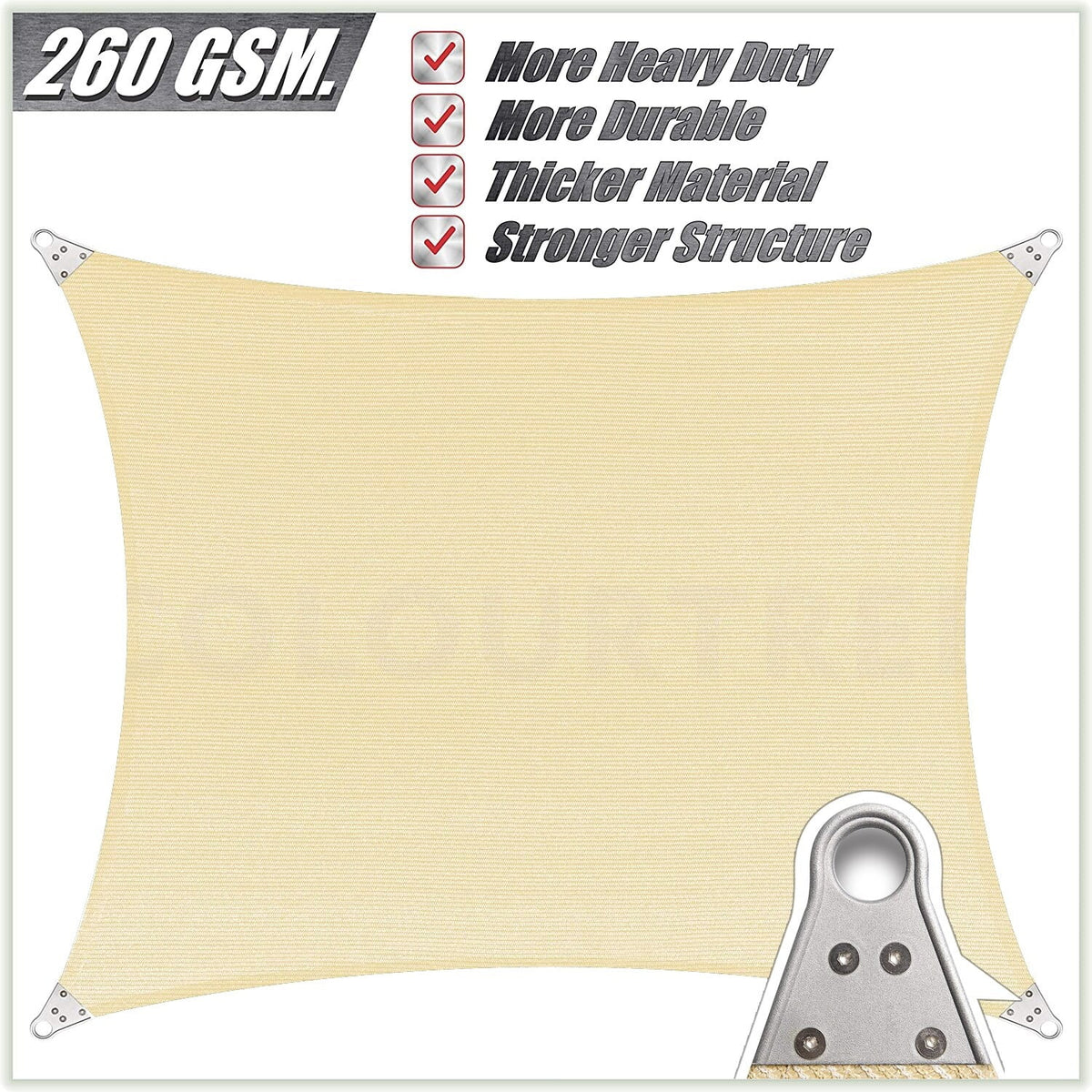 Beige 12' x 12' HDPE Mesh Sun Shade Sail Canopy G291