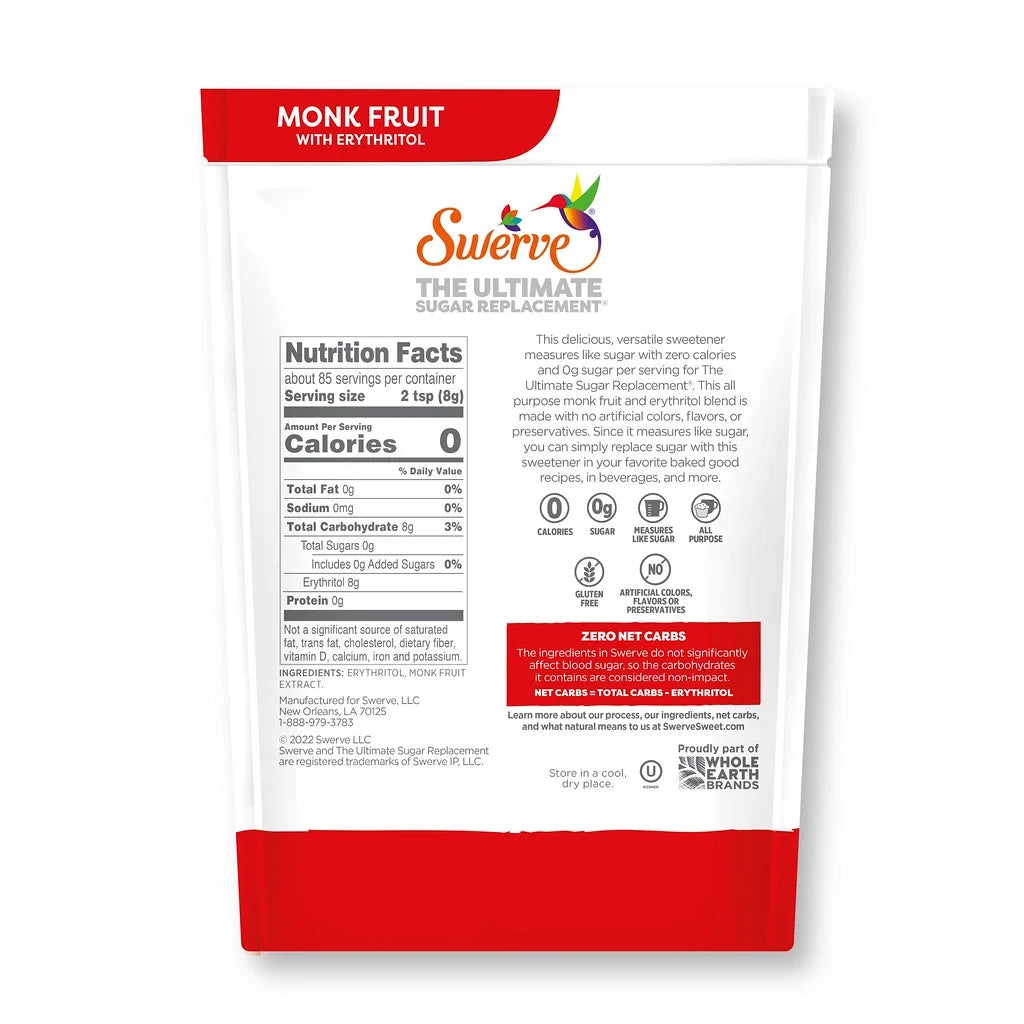 Monk Fruit Granular Sugar Replacement Sweetener, 24 Ounce Bag K8319