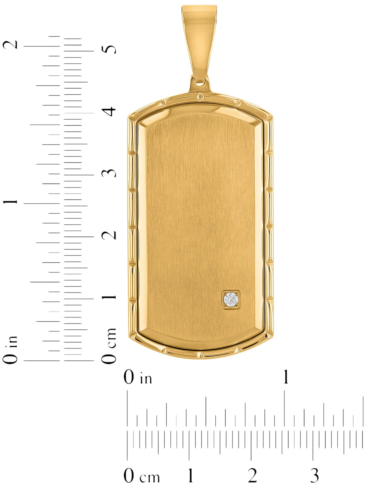 Men's Gold-Tone Stainless Steel Cubic Zirconia Dog Tag Pendant Necklace T587