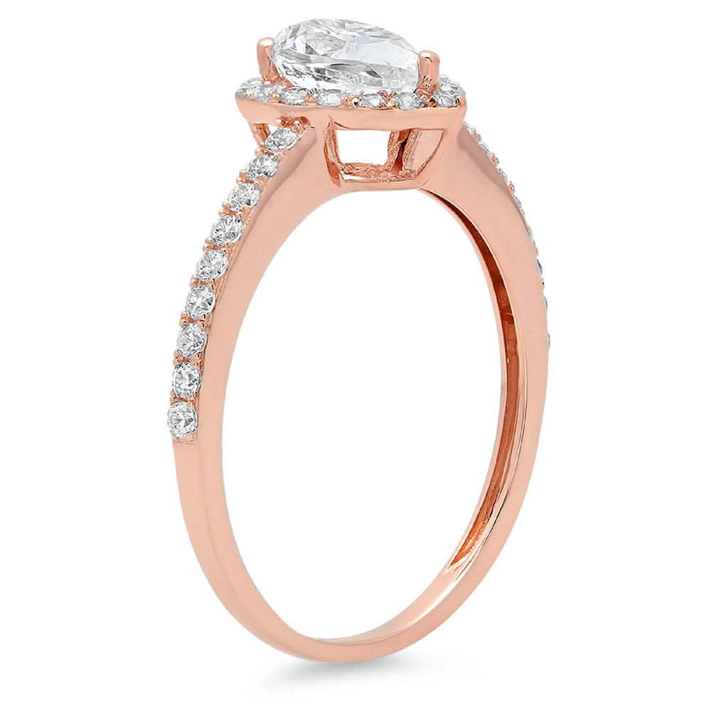 14K Rose Gold Halo Diamond Ring Q935