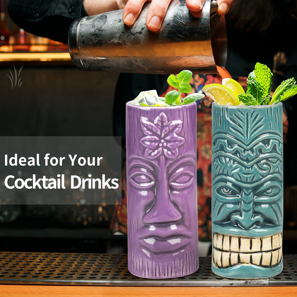 Ceramic Tiki Mugs Set of 4 N7687