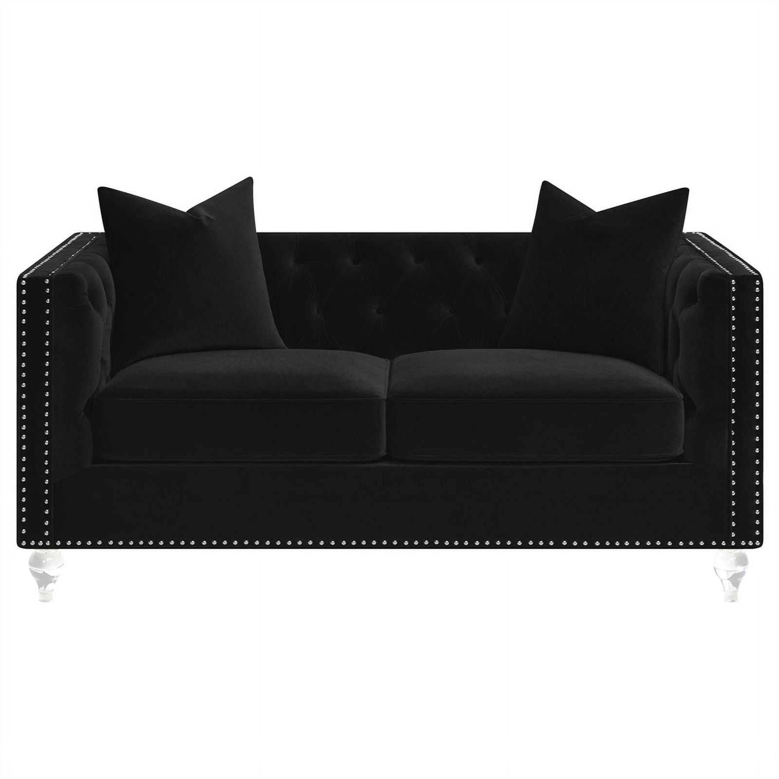 Black Velvet Tufted Arm Loveseat K779544