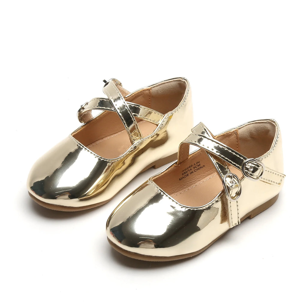 Gold Toddler 7M Ballet Mary Jane Dress Shoes W19280