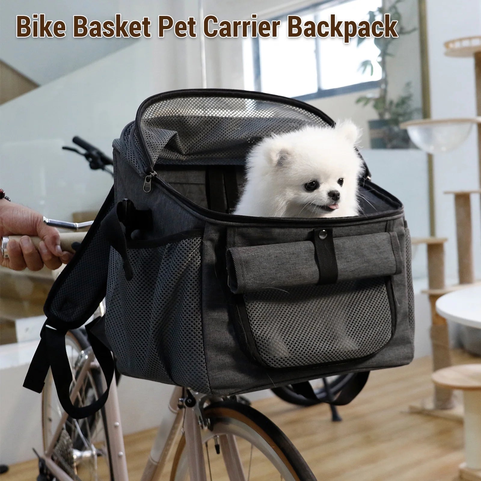 Dog Bike Basket Oxford Cloth Carrier Backpack E958878