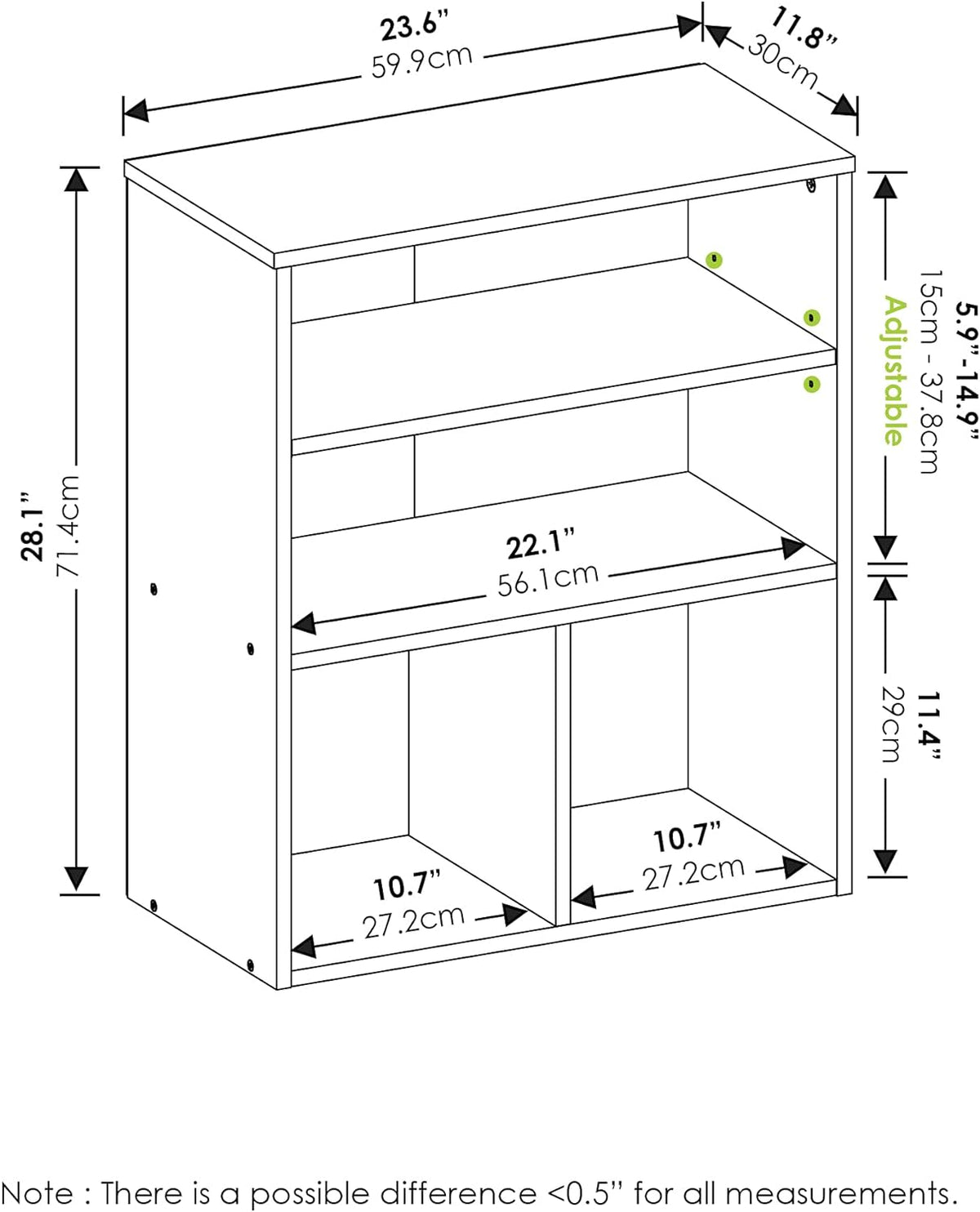 3 Tier White Bookcase R797645