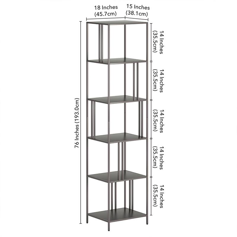 18 in. Gunmetal Gray Bookcase W13048