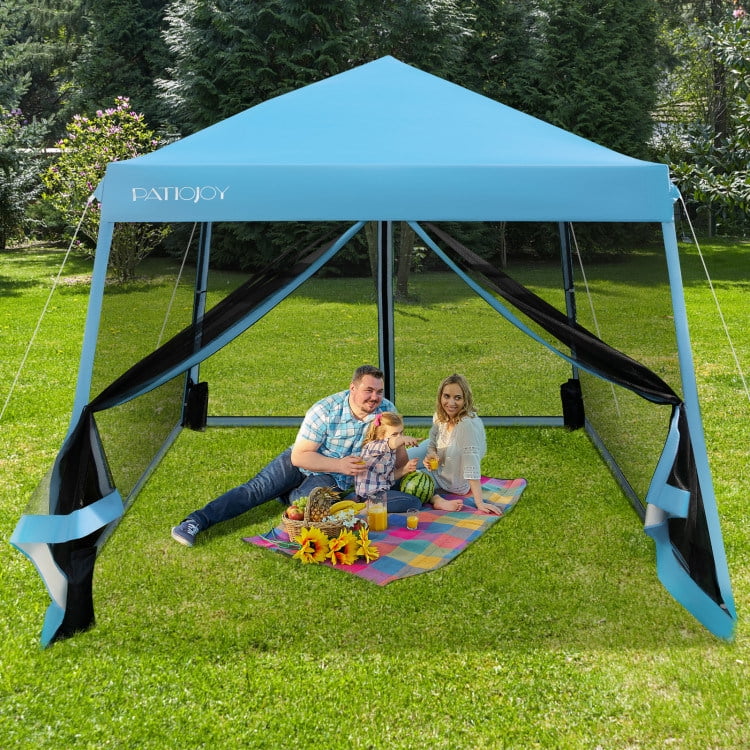 10 x 10 Feet Pop Up Canopy with Mesh Sidewalls G94346