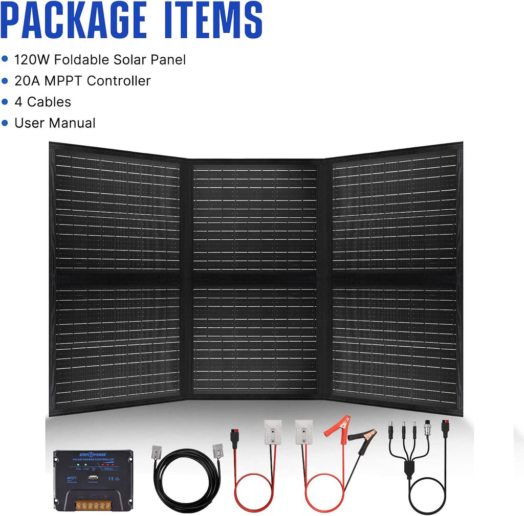 120W Portable Foldable Solar Panel with 20A MPPT Charger Controller S246