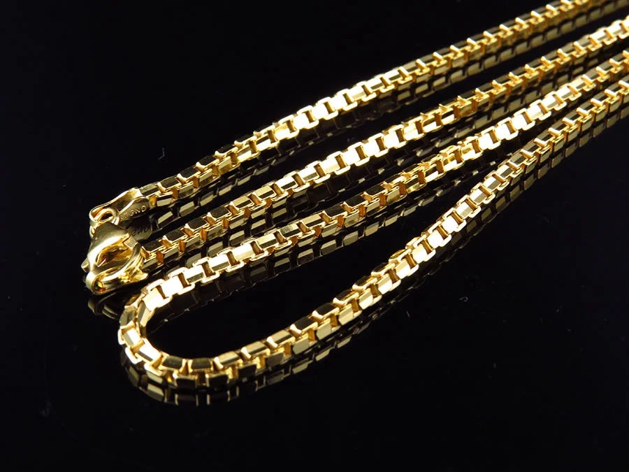 10K Yellow Gold Box Chain Necklace 24-30 Ins P361804