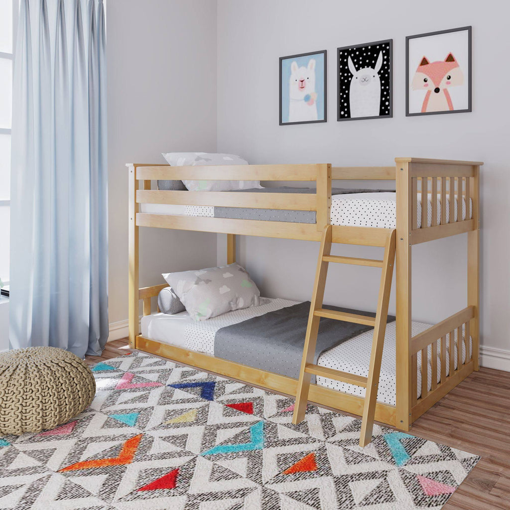 Twin Over Twin Low Bunk Bed, Natural I23336