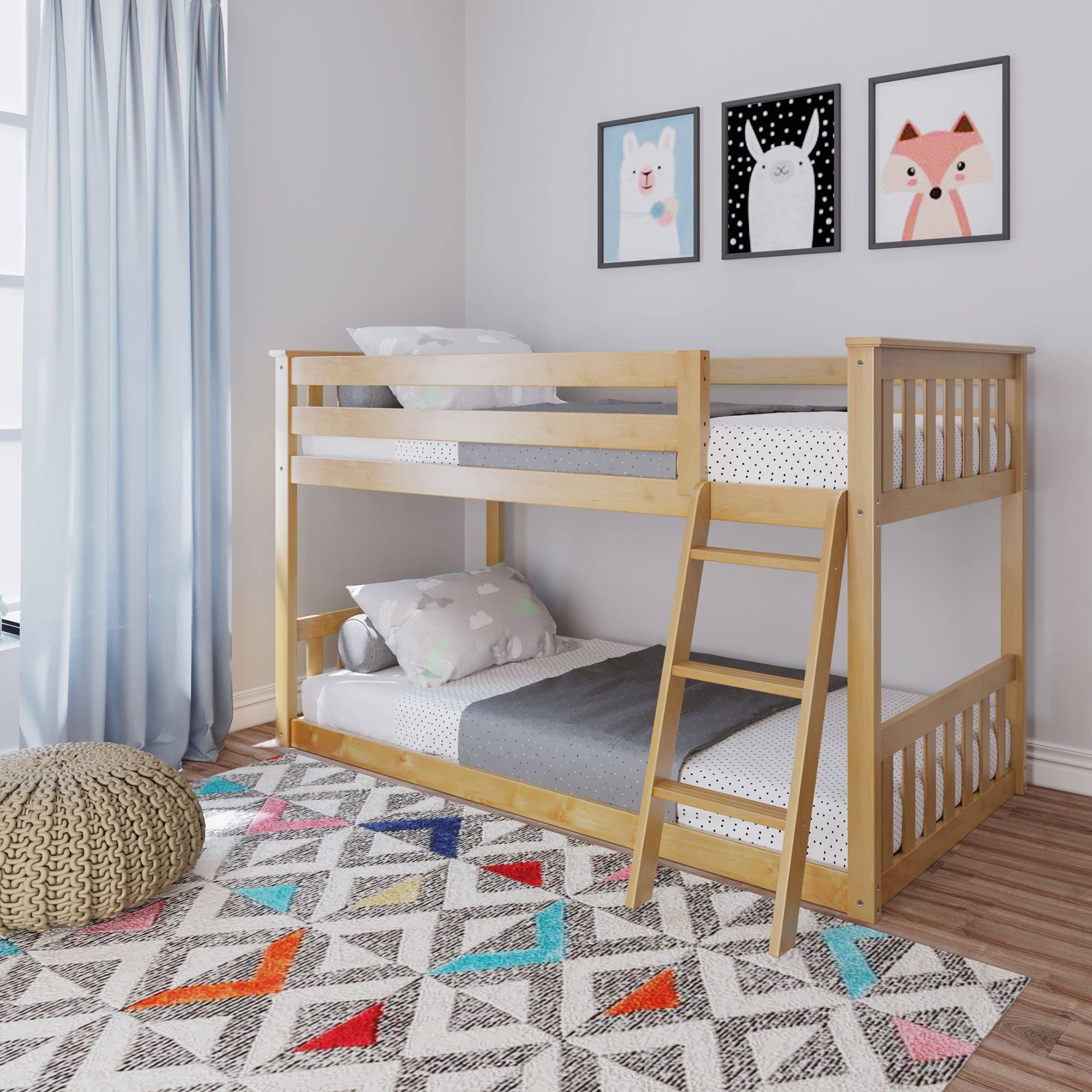 Twin Over Twin Low Bunk Bed, Natural I23336