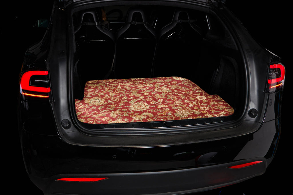 Red Oriental Car Mats with Rear Seat Down V4058