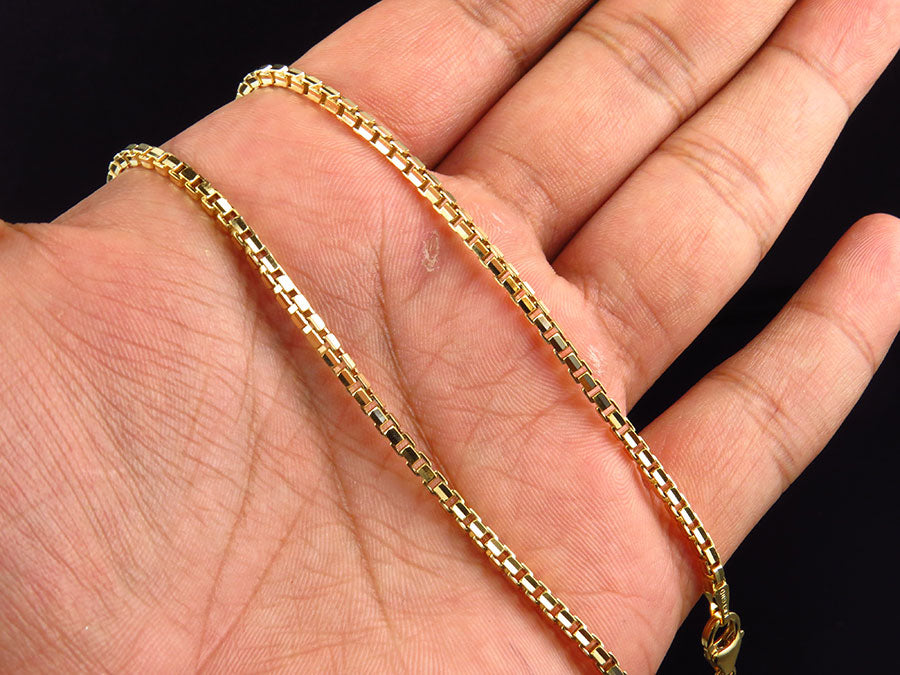10K Yellow Gold Box Chain Necklace 24-30 Ins P361804
