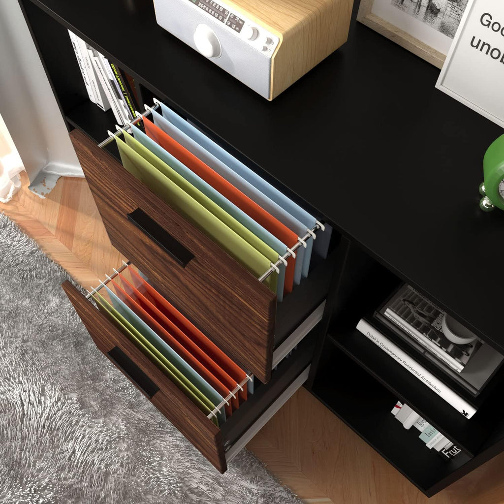 Black 2 Drawer Mobile Filing Cabinet with Storage R108