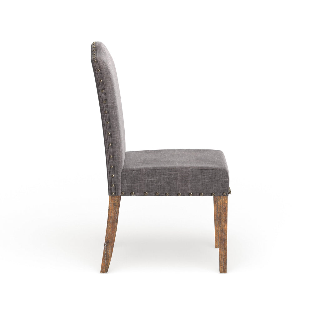 Rustic Brown Fabric Dining Chairs Set of 2 T918