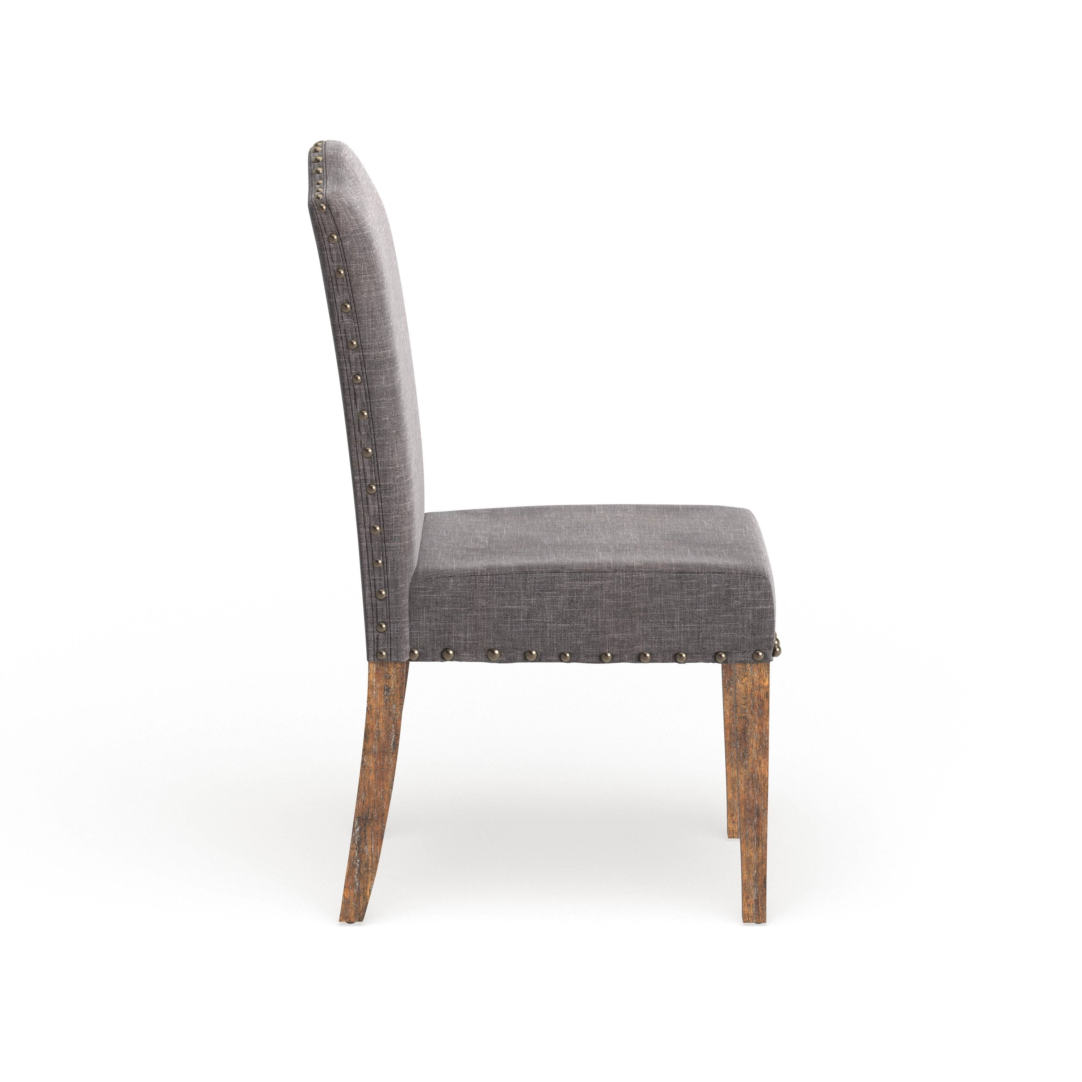 Rustic Brown Fabric Dining Chairs Set of 2 T918