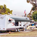 White Motorized Retractable RV Awning Full Set Assemblies 10x8 Ft Blue Strip O2516